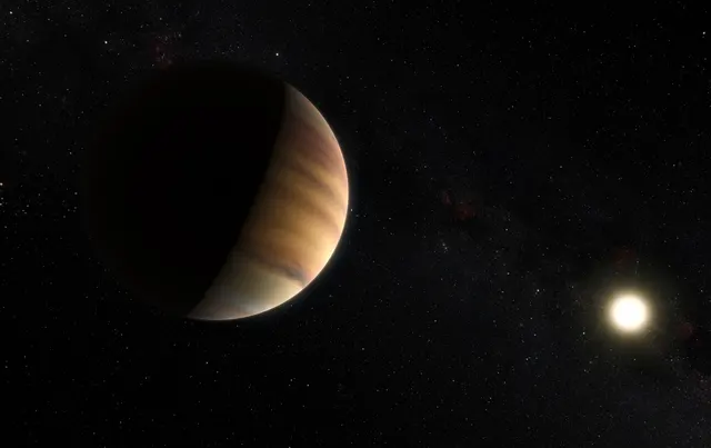 ESO illustration of 51 Pegasi b, a gas giant lit by its star; it is not a photo