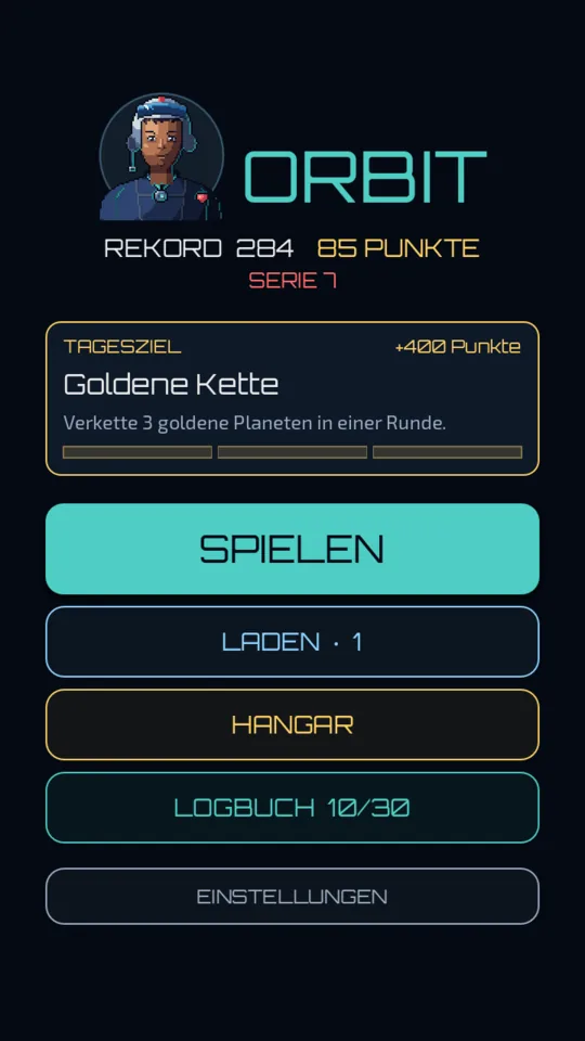 Hauptmenü mit der Tagesaufgabe