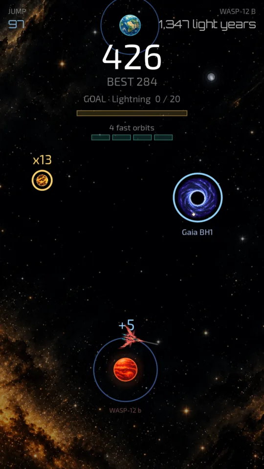 The ship orbiting WASP-12 b, with the black hole Gaia BH1 as the next jump
