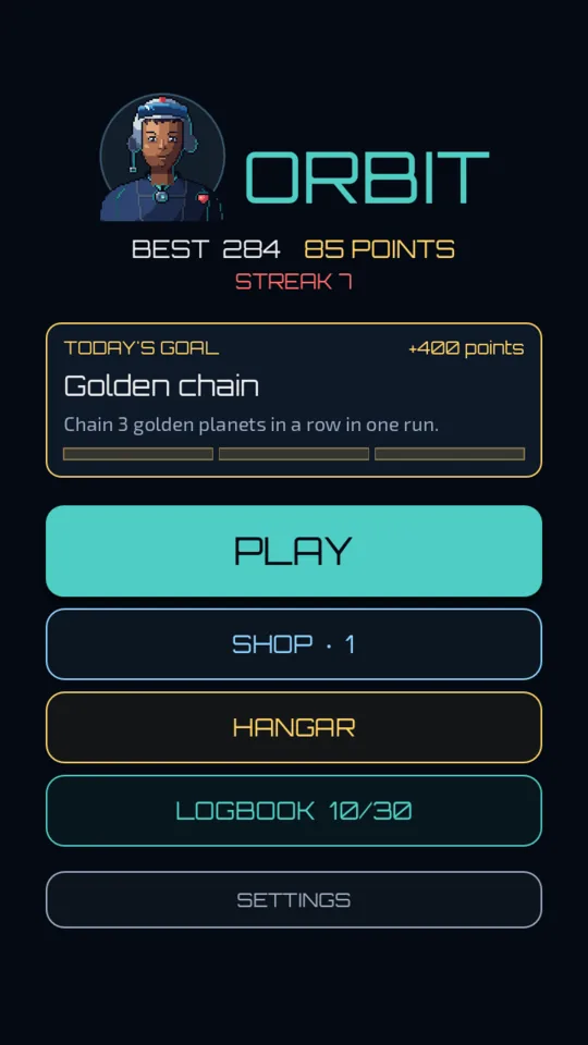 Main menu with the daily challenge