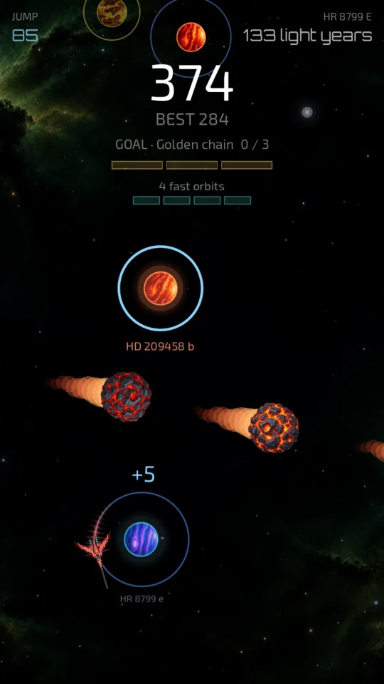 Meteors crossing the path