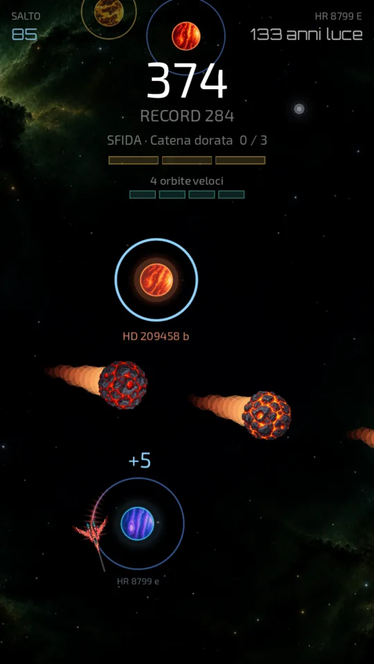 Meteoriti che attraversano la rotta