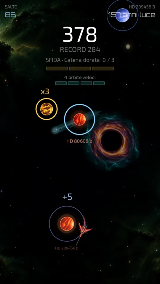 Un buco nero sullo sfondo